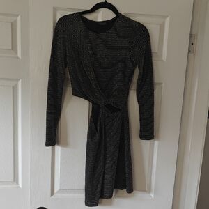 Topshop Black and Gold Long Sleeve Dress